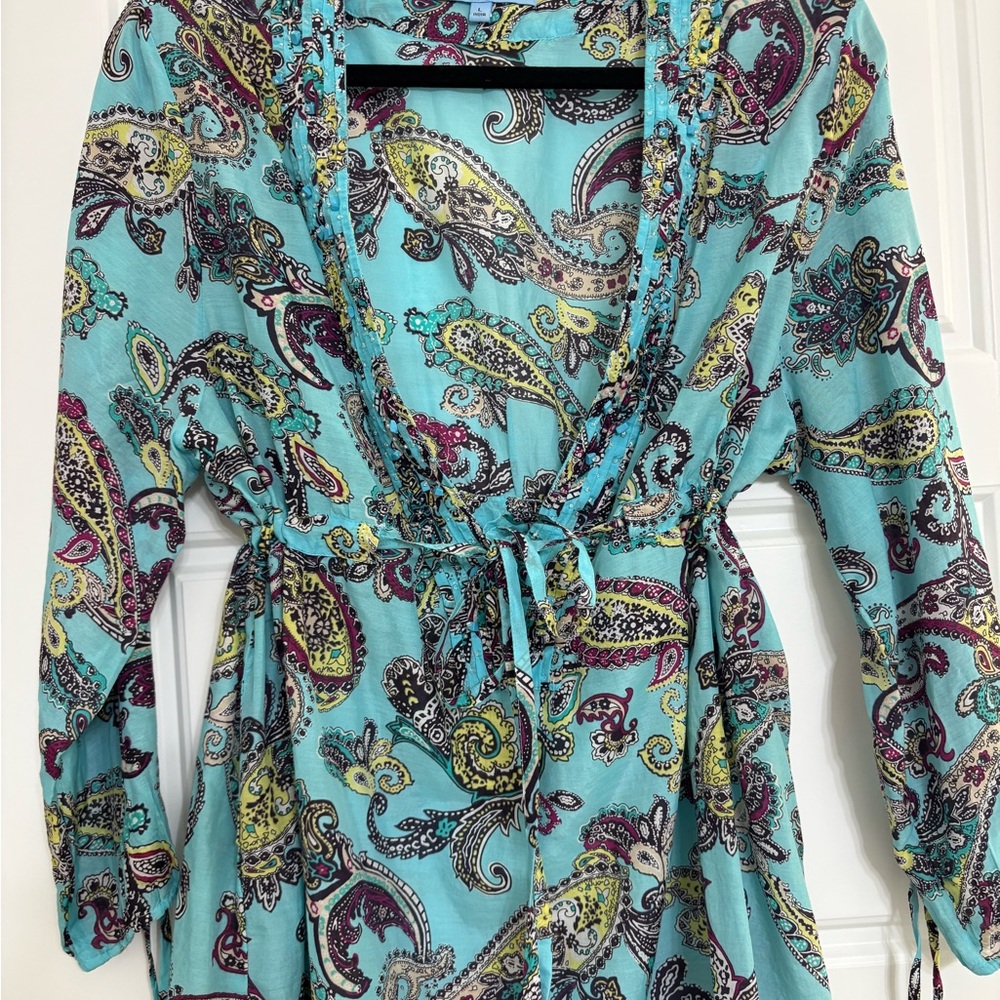 ANTONIO MELANI Teal and Purple Paisley Dress